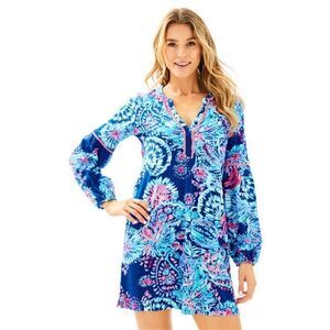 Lilly Pulitzer Joy Dress Deep Indigo Gypsea Girl Pink Blue Tassels Women’s S
